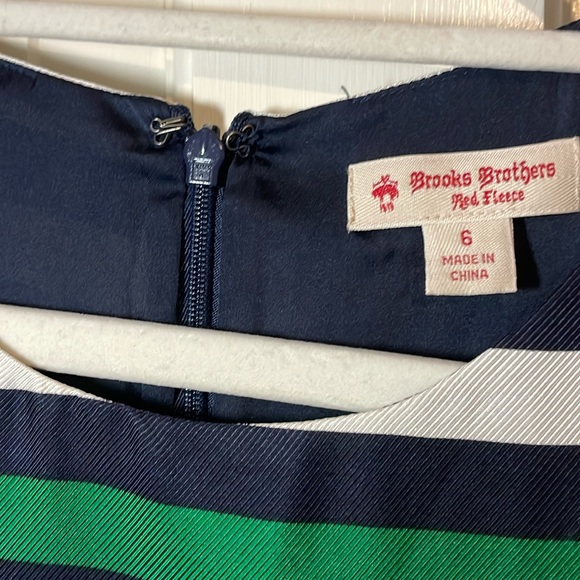Brooks brothers red fleece shift dress purple green white navy stripe - Picture 1 of 3